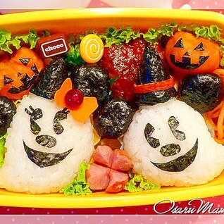 ハロウィンキャラ弁☆おばけミッキー弁当